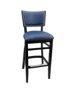 Black Solid Wood Square Back Restaurant Bar Stool with Upholstered Seat (Front)