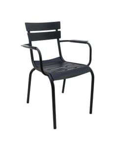 Stackable Indoor/Outdoor Restaurant Chair with Resin Seat and Back in Tan - Front View