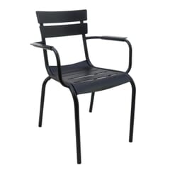 Stackable Fully Welded Aluminum Restaurant Chair with Arms in Black