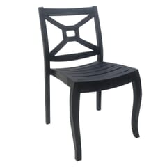 Stackable Resin Patio Side Chair with Designer Back in Charcoal