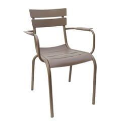 Stackable Fully Welded Aluminum Restaurant Chair with Arms in Tan