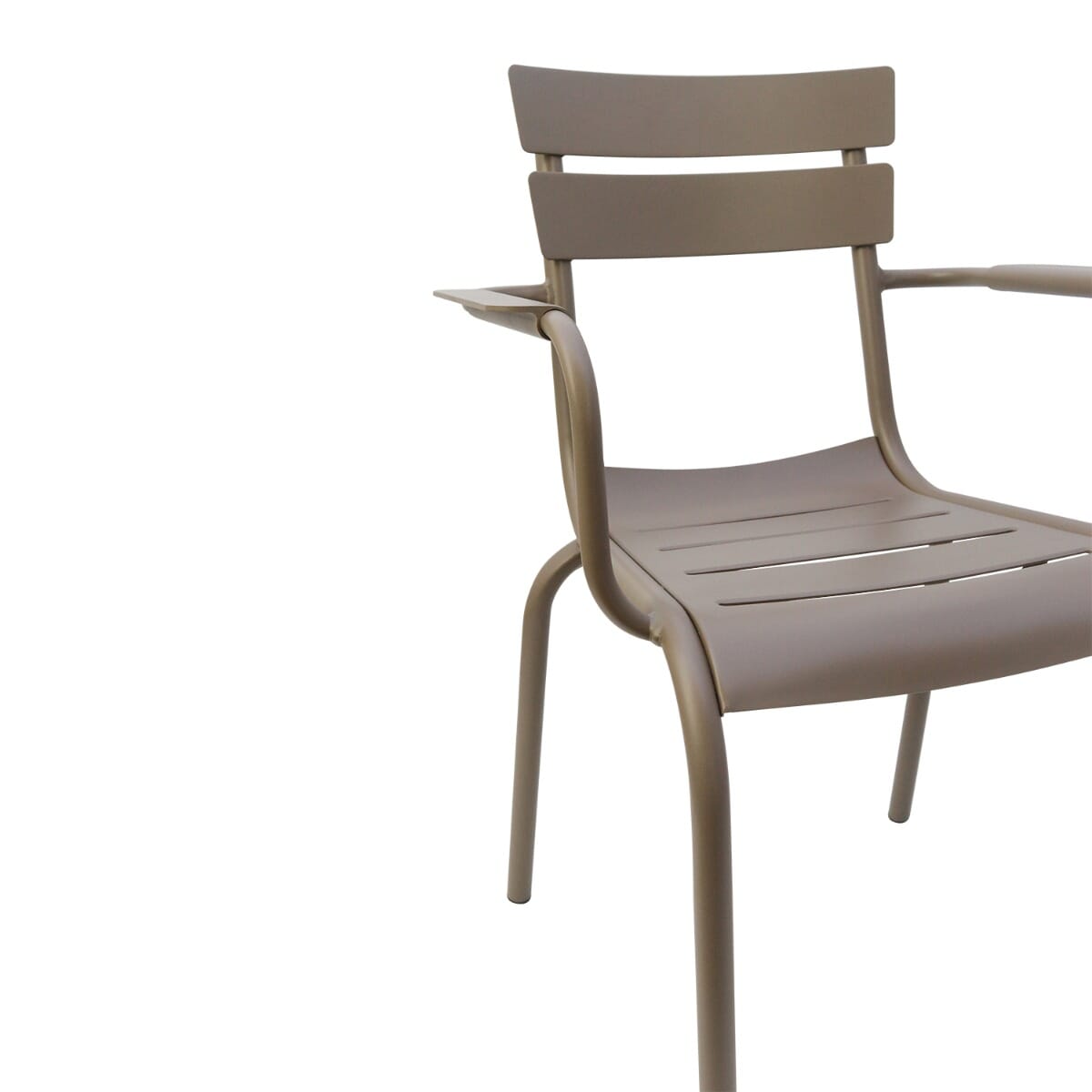 Stackable Fully Welded Aluminum Restaurant Chair with Arms in Tan