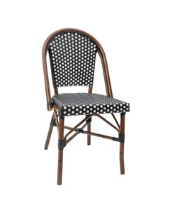 Curved-Back Synthetic Wicker & Bamboo Commercial Outdoor Chair (Front)