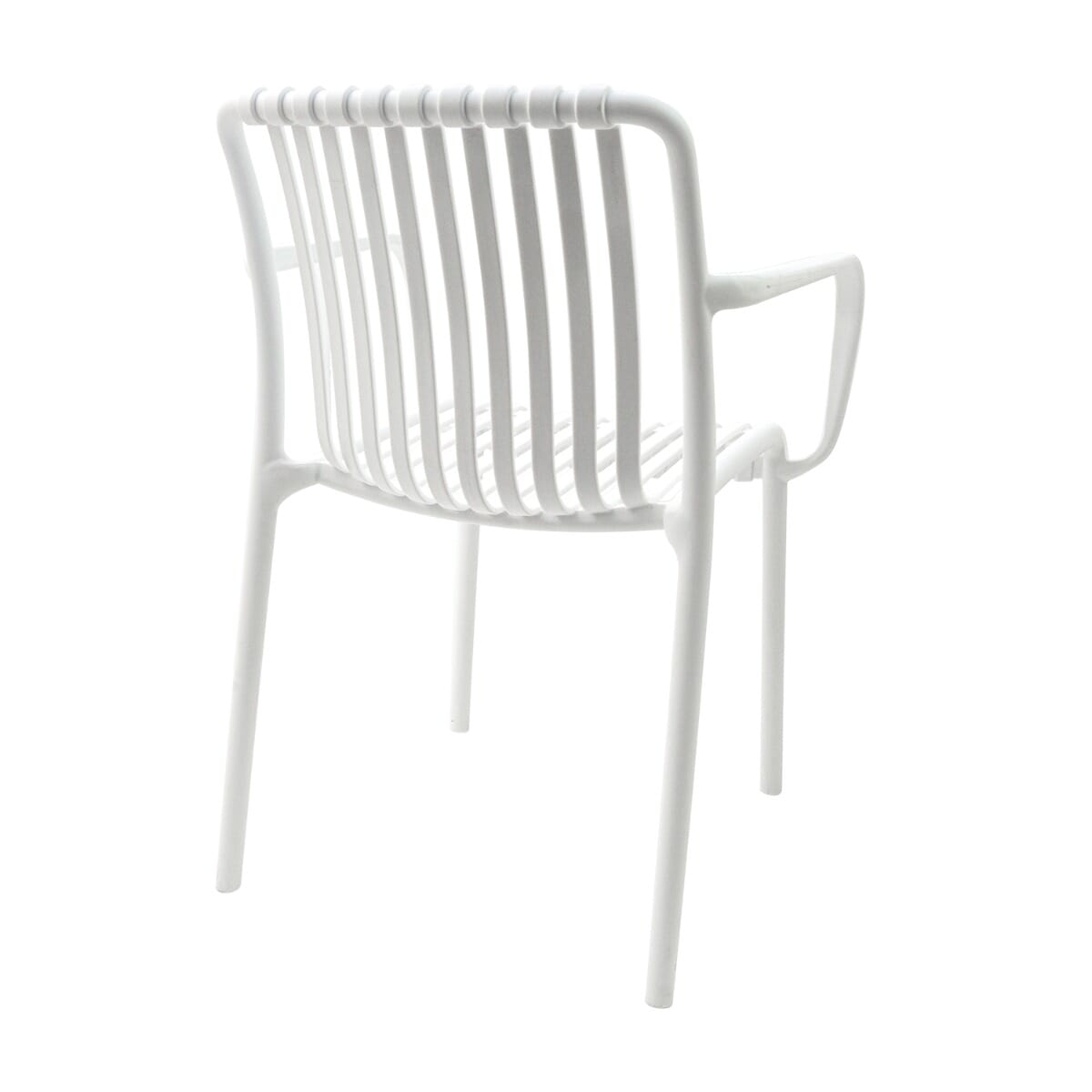 White plastic store outdoor chairs