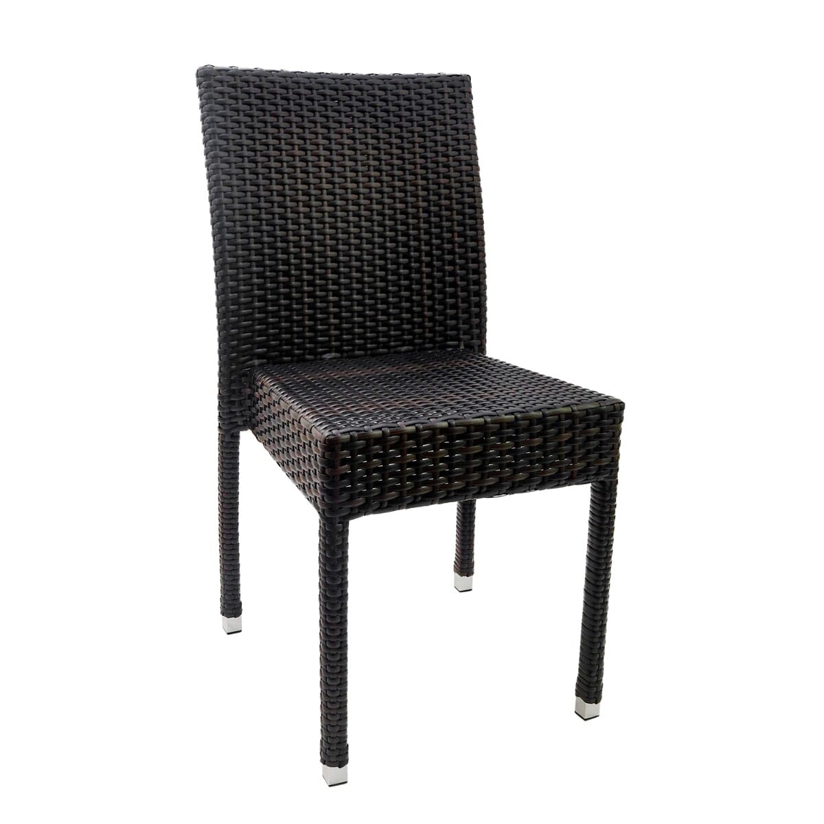 Square Back Stackable Wicker Outdoor Chair Commercial Furniture
