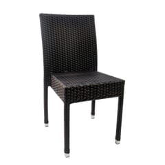 Square-Back Stackable Synthetic Wicker Outdoor Restaurant Chair