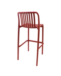Stackable Indoor/Outdoor Resin Bar Stool With Striped Seat and Back in Red 
