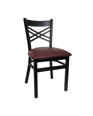 Cross Back Metal Restaurant Chair in Black Frame Finish