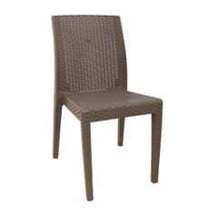 Curved-Back Cappuccino Wicker Look Resin Chair