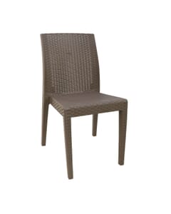 Square-Back Synthetic Wicker Outdoor Restaurant Chair with Arms  (Front)