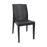 Curved-Back Charcoal Wicker Look Resin Restaurant Chair