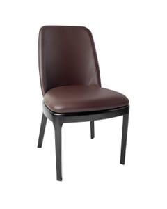 Quick Ship Townsend Restaurant Chair With a Black Frame and Brown Vinyl