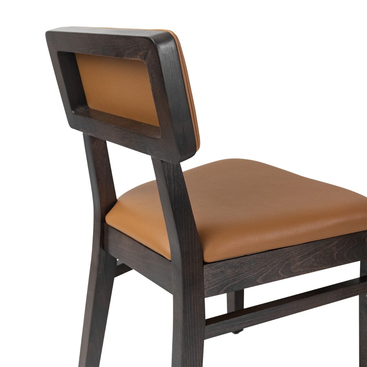 Walnut Wood Open Back Restaurant Chair with Upholstered Seat and Bac