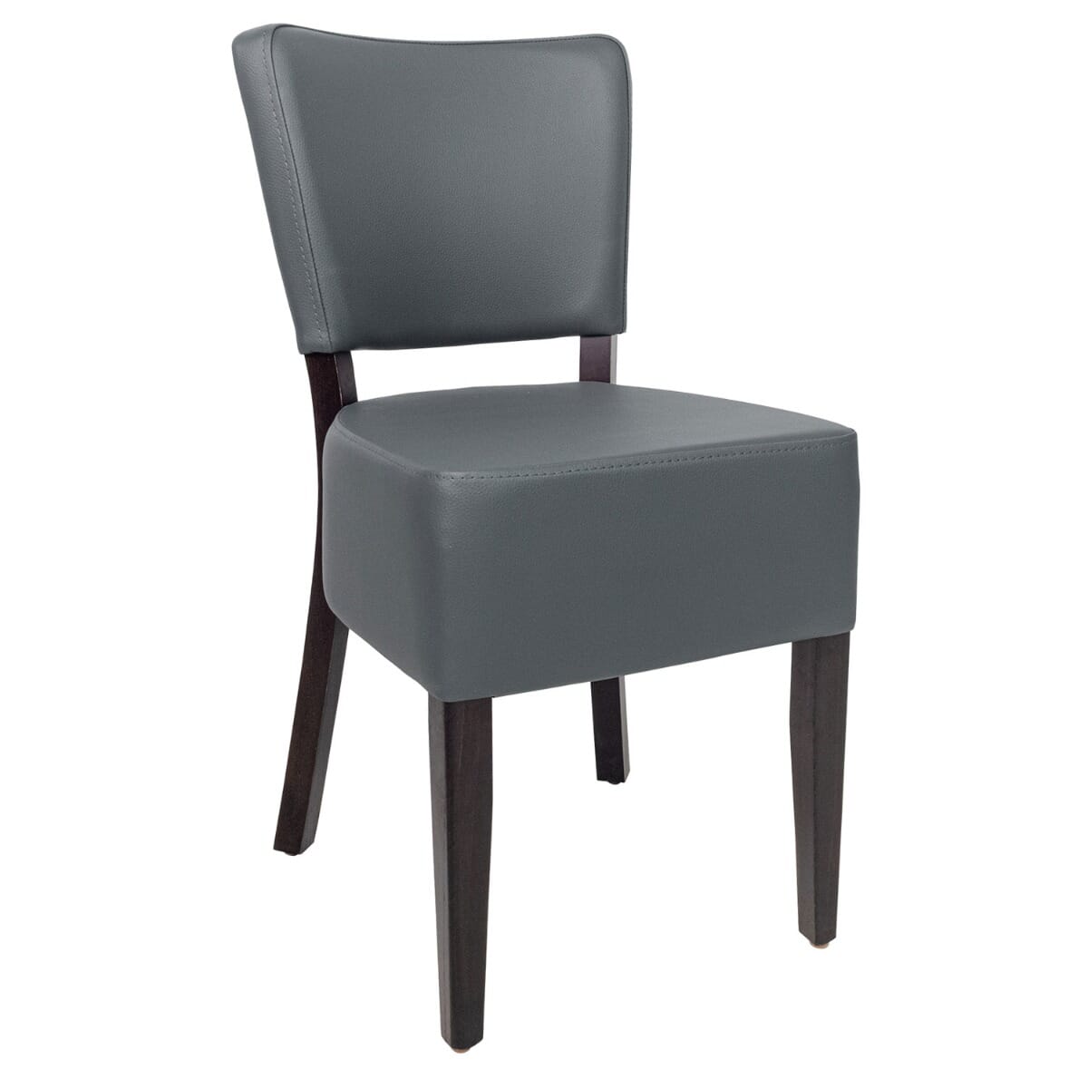 Upholstered Faux Leather Restaurant Chair Black Frame Grey Vinyl
