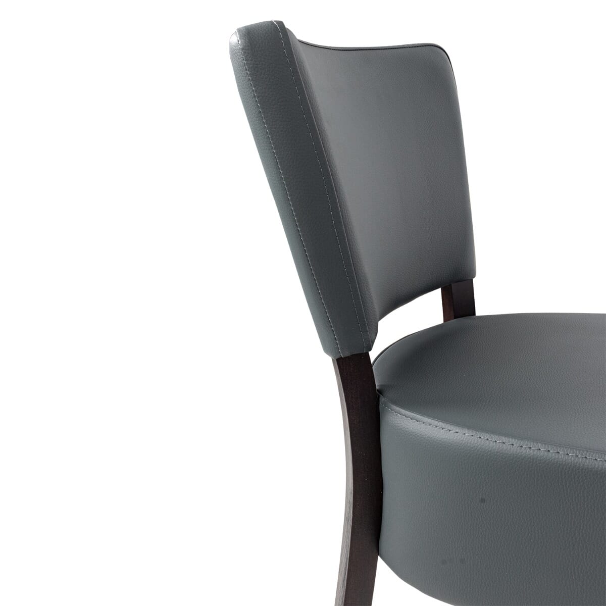 Upholstered Faux Leather Restaurant Chair Black Frame Grey Vinyl