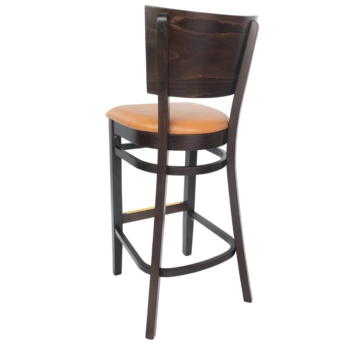 Walnut Solid Wood Square Back Restaurant Bar Stool with Nailhead Trim