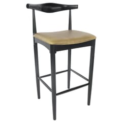 Black Elm Wood Bar Stool With Upholstered Seat