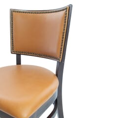 Walnut Solid Wood Upholstered Restaurant Chair with Nailhead Trim