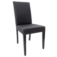 Black Wood Fully Upholstered Seat and Back Side Restaurant Chair in Black Vinyl 