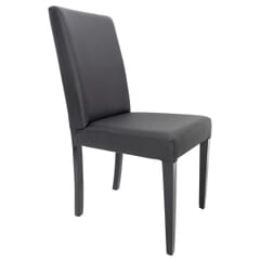 Black Wood Fully Upholstered Seat and Back Side Restaurant Chair in Black Vinyl 