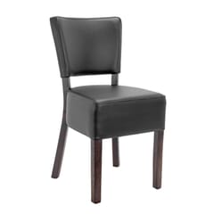Fully Upholstered Faux-Leather Commercial Dining Chair In Black Vinyl 