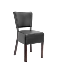 Fully Upholstered Espresso Faux-Leather Commercial Dining Chair (Front)