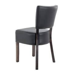 Fully Upholstered Faux-Leather Commercial Dining Chair In Black Vinyl 