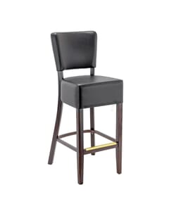 Fully Upholstered Espresso Faux-Leather Commercial Dining Bar Stool (Front)