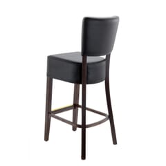 Fully Upholstered Faux-Leather Commercial Dining Bar Stool In Black Vinyl 