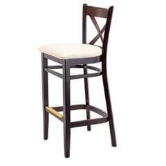 Solid Beech Wood Cross-back Commercial Bar Stool in Espresso