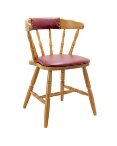 Upholstered Back Captain Mate Chair in Honey Oak (front)