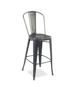 Aged Copper Steel Eiffel Restaurant Bar Stool with Arched Metal Backrest