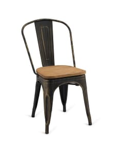 Aged Copper Steel Eiffel Restaurant Chair with Arched Metal Backrest