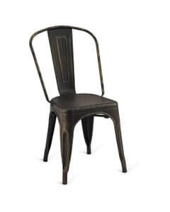 Aged Copper Steel Eiffel Stackable Restaurant Chair with Arched Metal Backrest