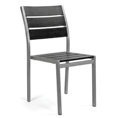 Stackable Outdoor Aluminum Chair with Black Synthetic Teak Wood Slats