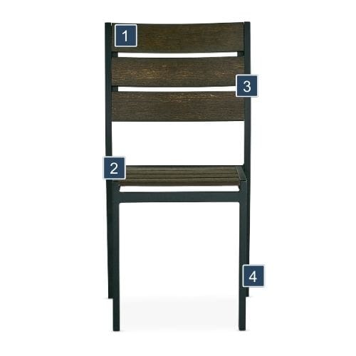 Brown Slats Stackable Outdoor Aluminum Chair Features