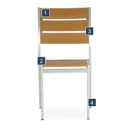 Tan Slats Stackable Aluminum Chair Features