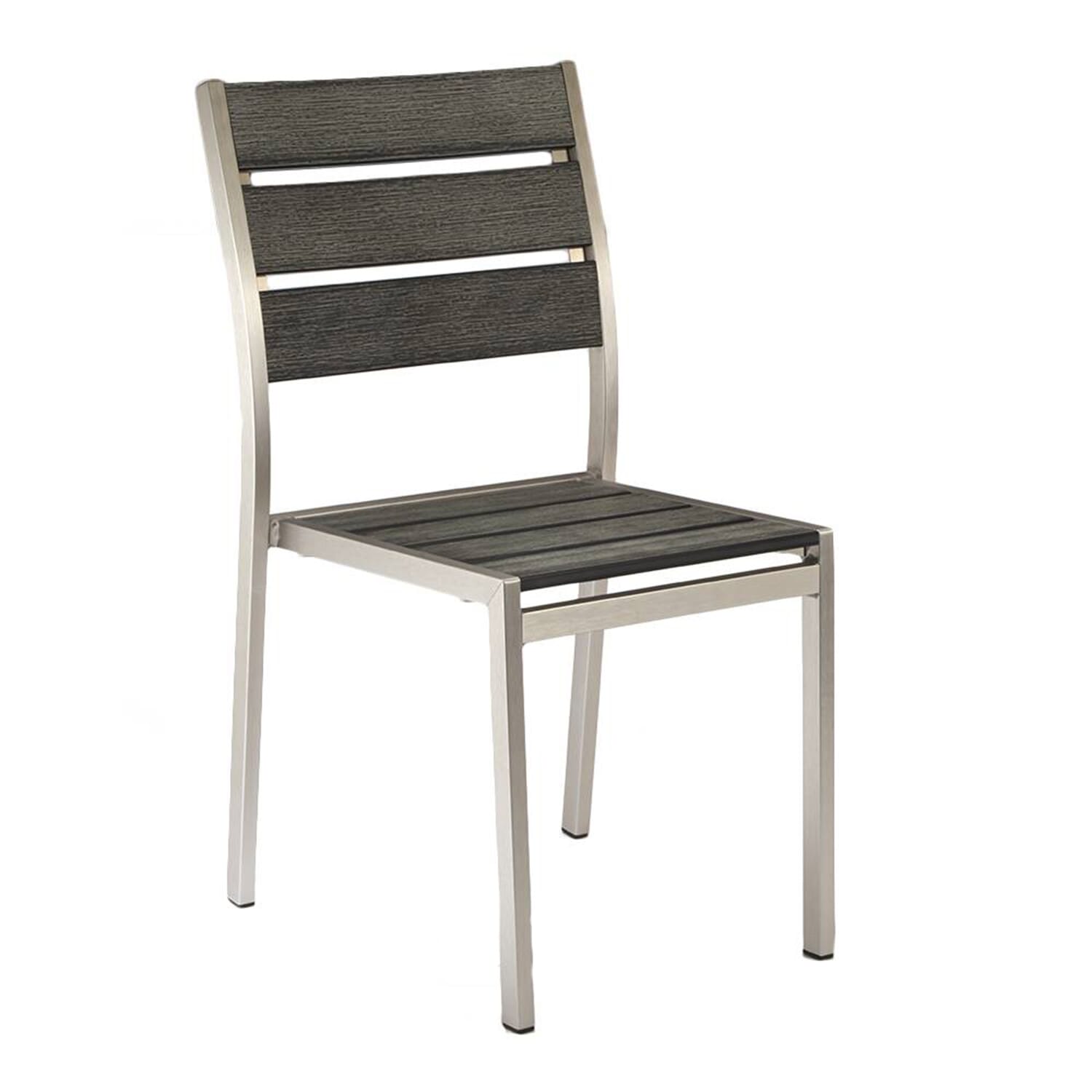 Stackable Outdoor Aluminum Chair with Synthetic Teak Wood Slats