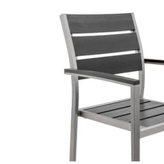 Stackable Outdoor Aluminum Arm Chair with Black Synthetic Teak Wood Slats
