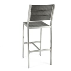 Outdoor Aluminum Bar Stool with Pewter Synthetic Teak Wood Slats