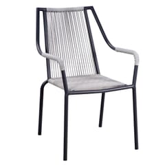 Stackable Black Aluminum Grey Rope Styled Outdoor Chair with Arms 