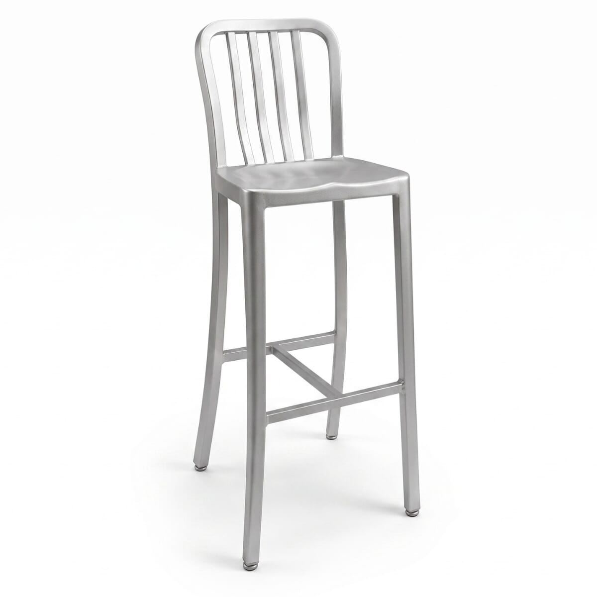 Outdoor Navy-Style Vertical-Back Commercial Barstool