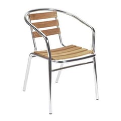 Stackable Aluminum and Teak Patio Arm Chair