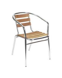 Stackable Aluminum and Teak Patio Arm Chair