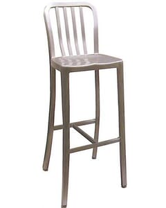 Indoor/Outdoor Navy-Style Vertical-Back Commercial Barstool - Counter Height