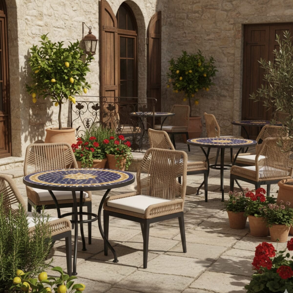 Costa Stackable Outdoor Tan Rope Commercial Chair