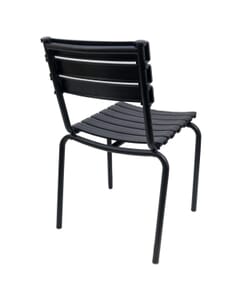 Stackable Restaurant Chair with Molded Resin Seat and Back in Dark Grey