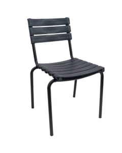 Stackable Restaurant Chair with Molded Resin Seat and Back in Dark Grey - Front View