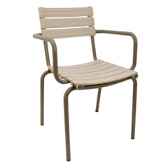 Stackable Restaurant Arm Chair with Molded Resin Seat and Back in Cream