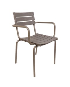 Stackable Indoor/Outdoor Restaurant Chair with Resin Seat and Back in Tan - Front View
